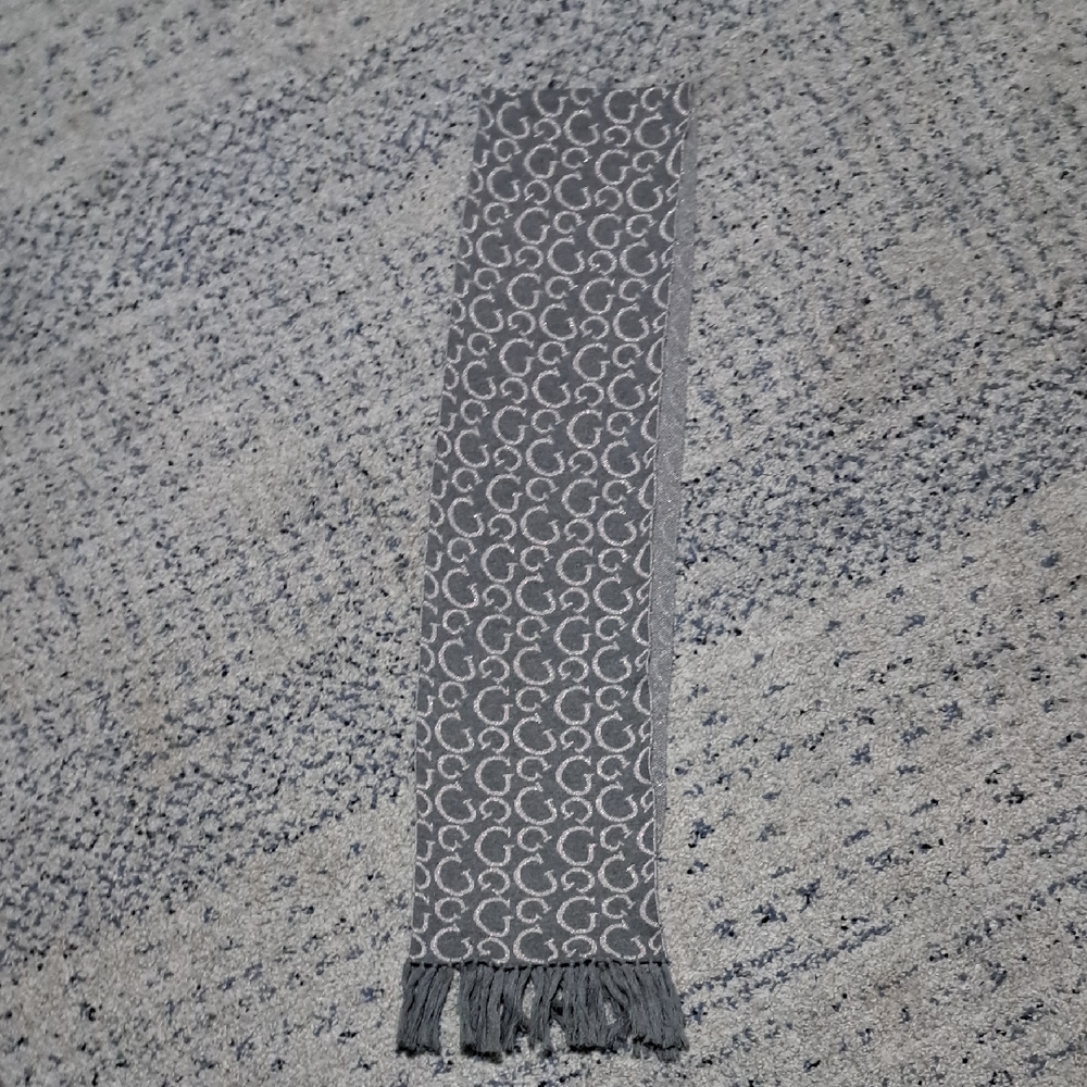Guess Metallic Gray Scarf with Fringe